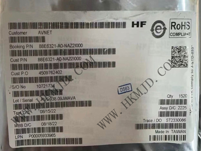 【供應(yīng)】Marvell 88E6321-A0-NAZ2I000 7端口汽車以太網(wǎng)交換機(jī)  | 原裝現(xiàn)貨直供